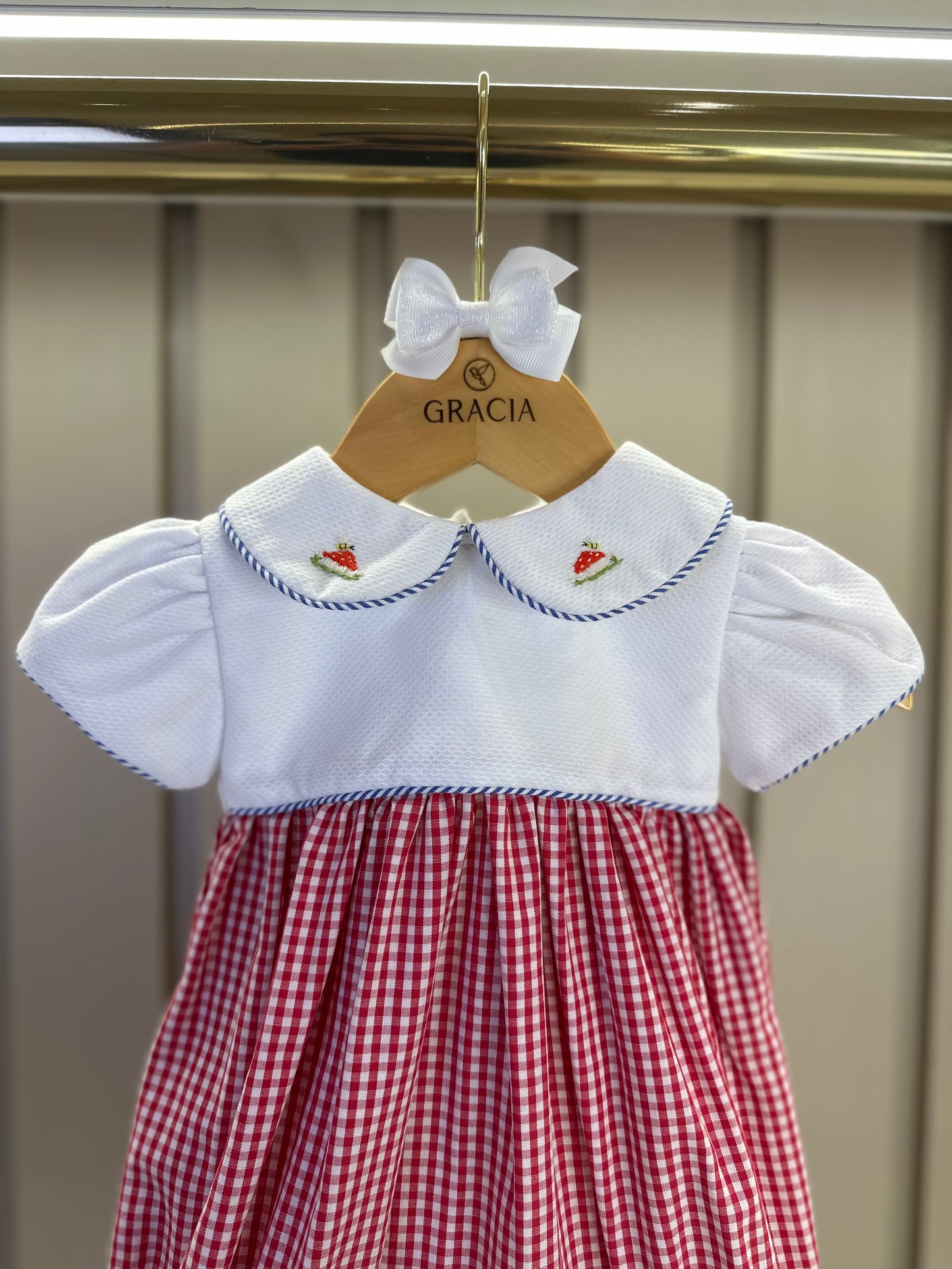 Pimpão Bebê Clássico Algodão Coraline Vichy Vermelho - Gracia