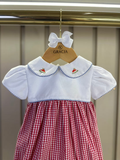 Pimpão Bebê Clássico Algodão Coraline Vichy Vermelho - Gracia