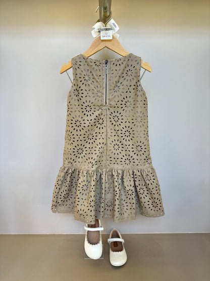 Vestido Infantil Couro Tech Floral Vazado - Animê