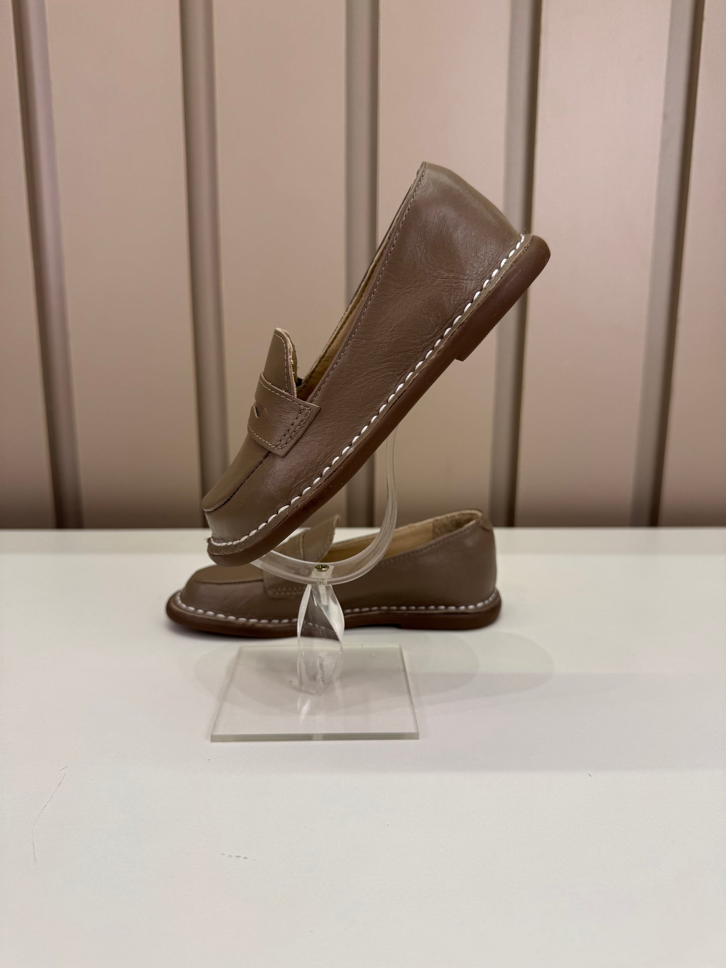 Mocassim Infantil Couro Moca Grigio - Petit Cheval