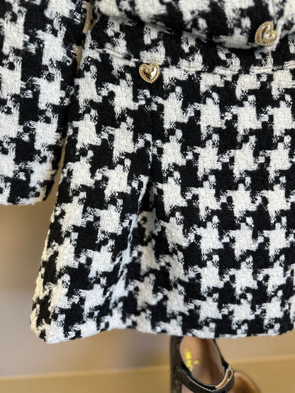 Conjunto Infantil Clássico Tweed Casaco e Saia P&B - Luluzinha