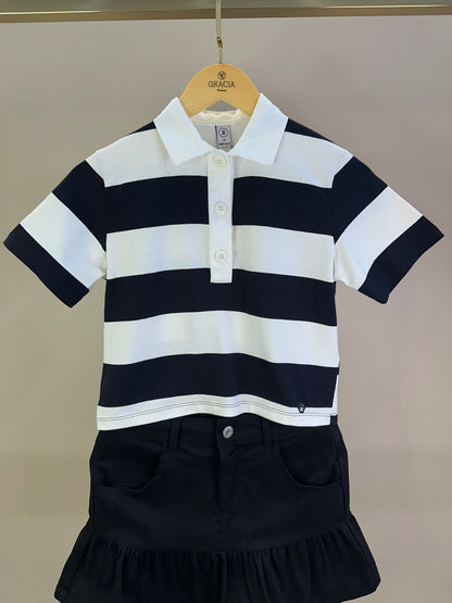 Conjunto Teen Blusa Gola Polo e Saia Balonê  - Two In