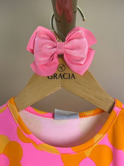 Vestido Infantil Laranja Floral com Saia em Camadas - Momi