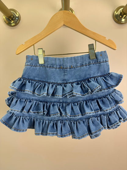 Saia Infantil Jeans Babadinhos Franzidos - Luluzinha