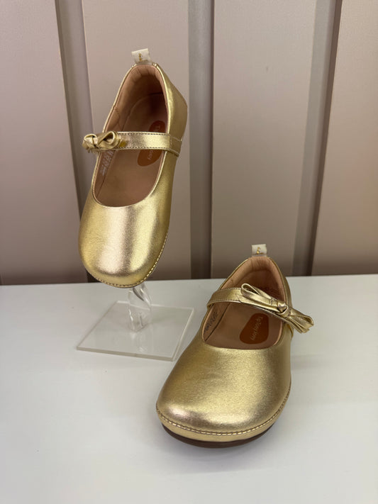 Sapatilha Infantil Couro Brigitte Metal Gold - Tip Toey Joey