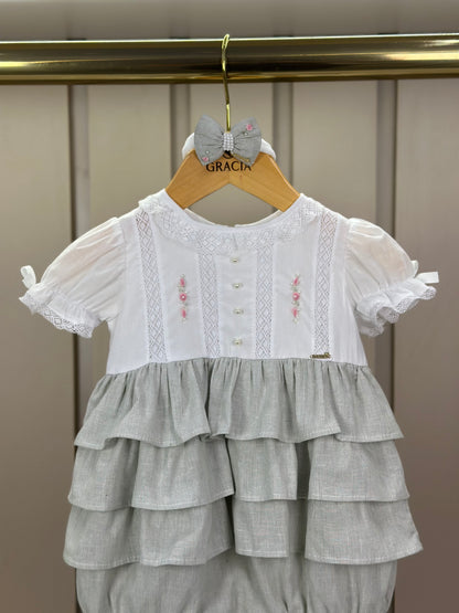 Pimpão Bebê Luxo Renda Gola Busto Bordado Babados Verde - Roana