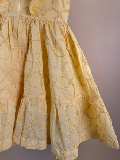 Vestido Infantil Amarelo Bordado de Flores 3D e Laço Com Libélula Metálica - Gabriela Aquarela