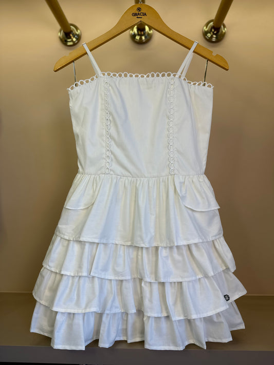 Vestido Teen Camadas Babados Off White - Two In