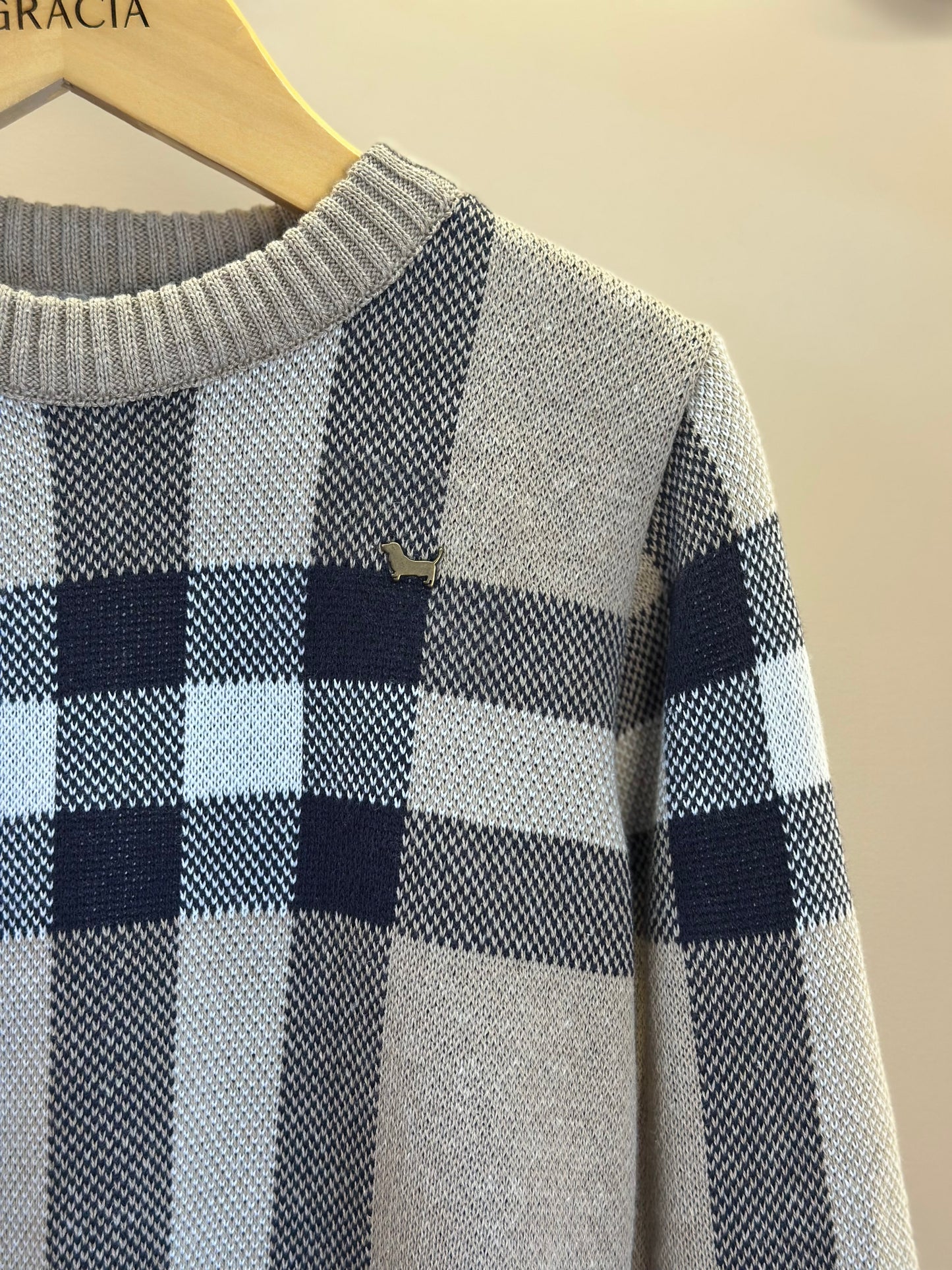 Blusa Bebê Tricot Clássico Jacquard Bege - Um Mais Um