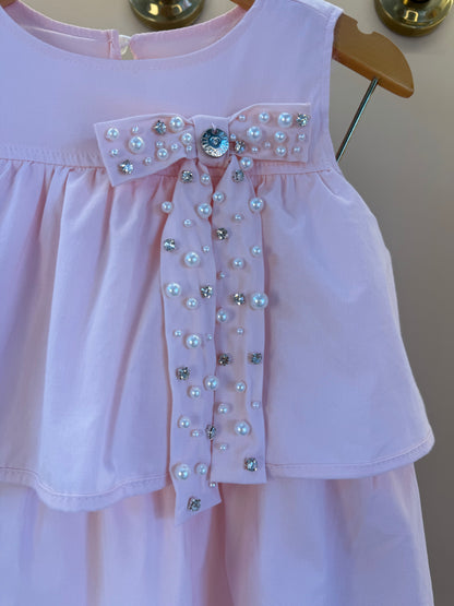 Vestido Infantil Tricoline Babados Laço - Pituchinhus
