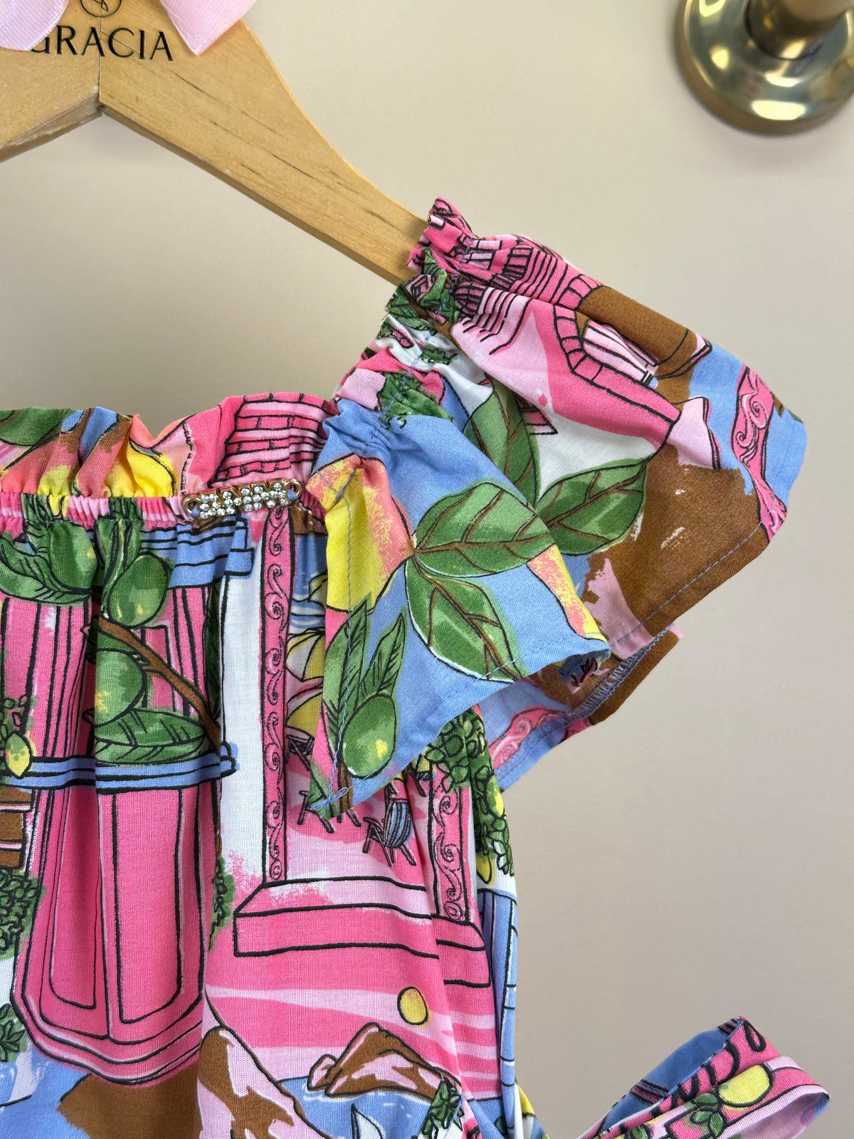 Vestido Infantil Estampa Limões Laços Laterais - Animê