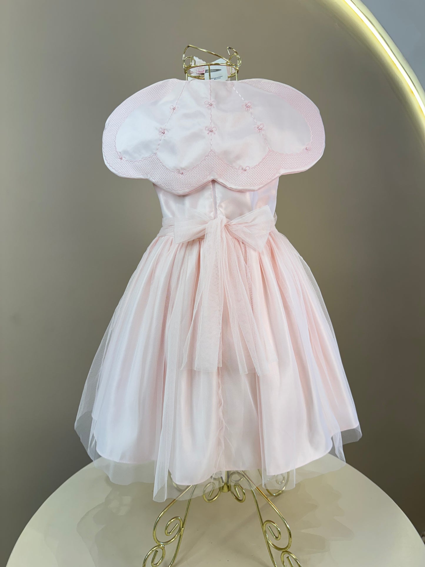 Vestido Infantil Festa Pelerine Bordada Rosa - Petit Cherie