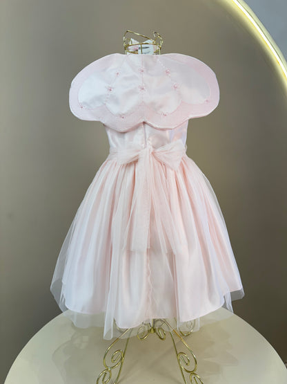 Vestido Infantil Festa Pelerine Bordada Rosa - Petit Cherie