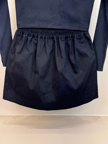 Conjunto Teen Blusa Canelada com Colete de Sarja Preto e Saia-Shorts Teen Sarja Strass Preto - Two In