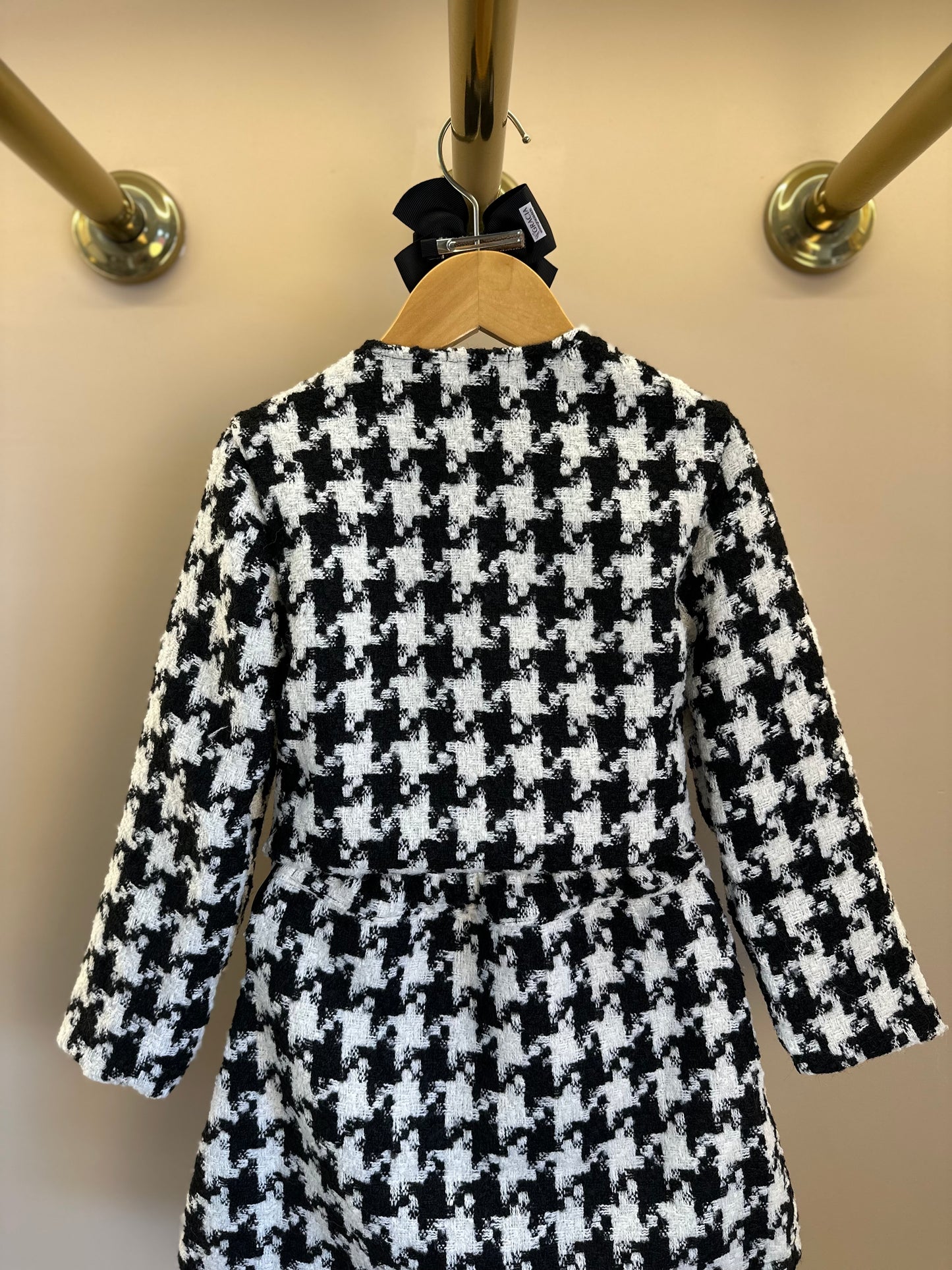 Conjunto Infantil Clássico Tweed Casaco e Saia P&B - Luluzinha