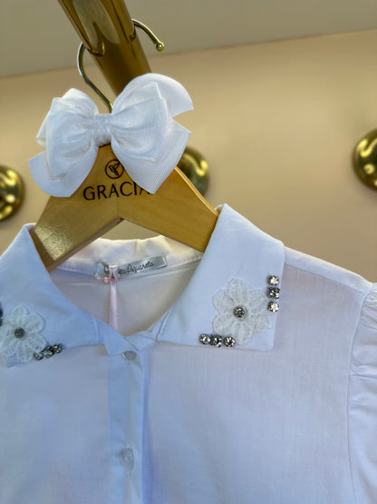Camisa Infantil Algodão Golda Bordada - Gabriela Aquarela