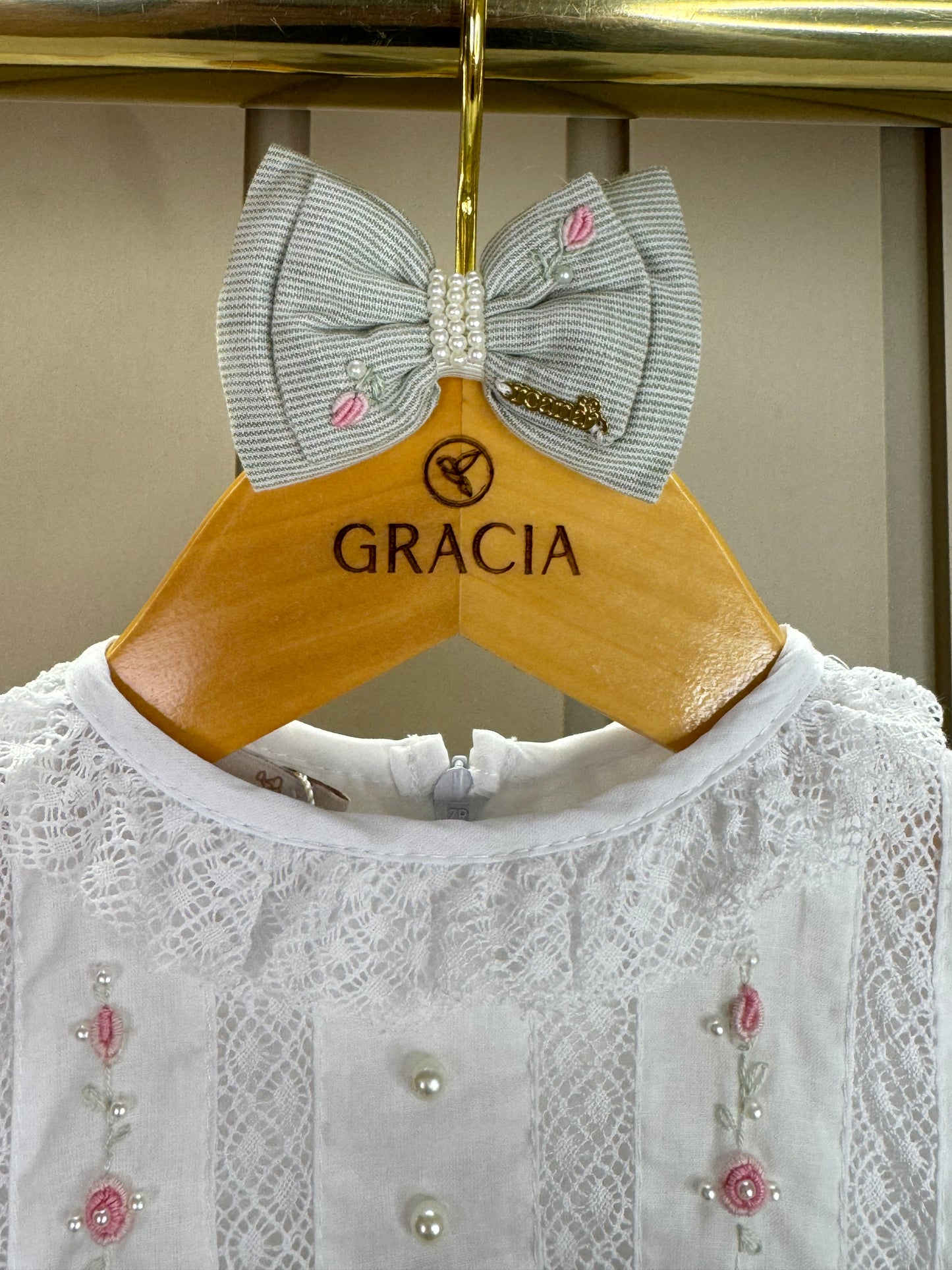 Vestido Infantil Bordado Flores E Mangas Bordadas  Clásico Verde - Roana