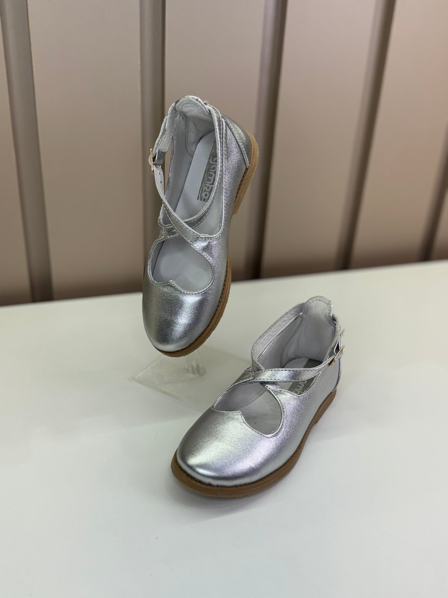 Sapatilha Heart Cristal Prata Gambo