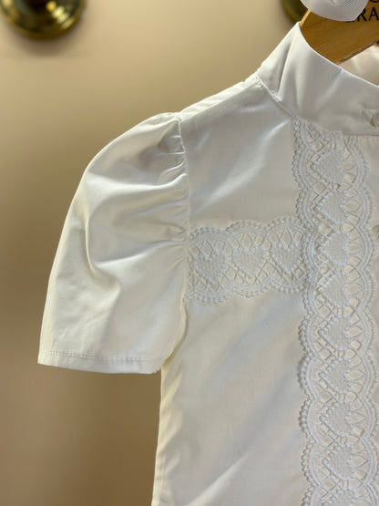Vestido Infantil Jumper Algodão Detalhes Renda Barra Guipir Off White - Um Mais Um