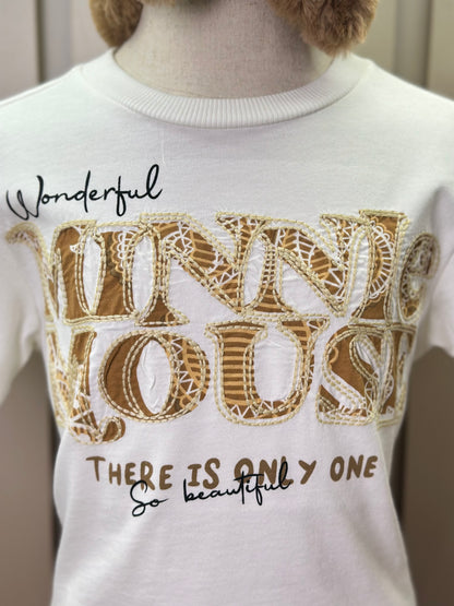 Conjunto Infantil Blusa Minnie Paisley Dourada e Calça Sarja Animal Print - Animê
