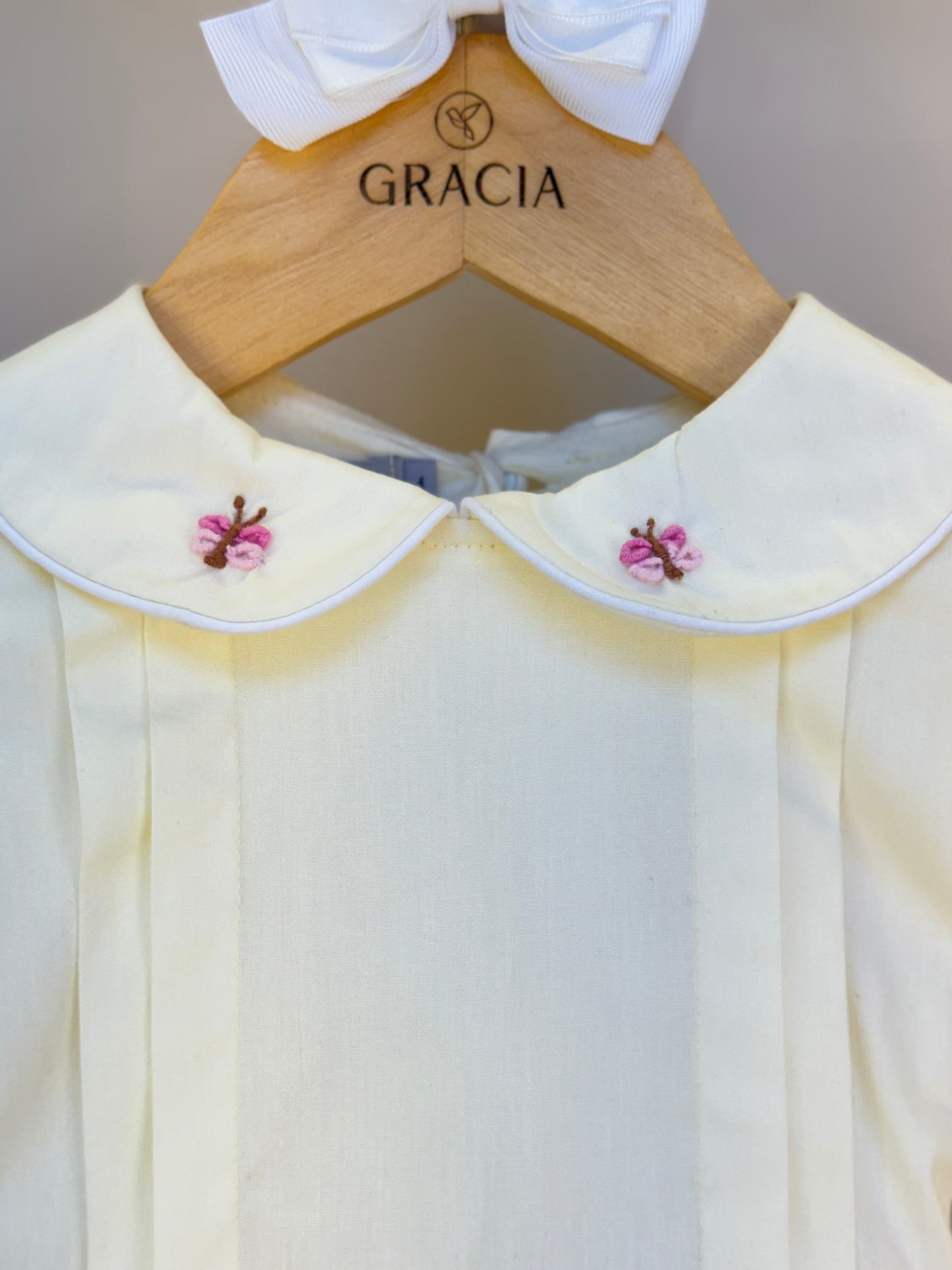 Vestido Infantil Algodão Bordado Borboleta Amarelo - Gracia