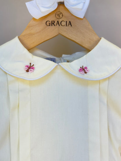 Vestido Infantil Algodão Bordado Borboleta Amarelo - Gracia