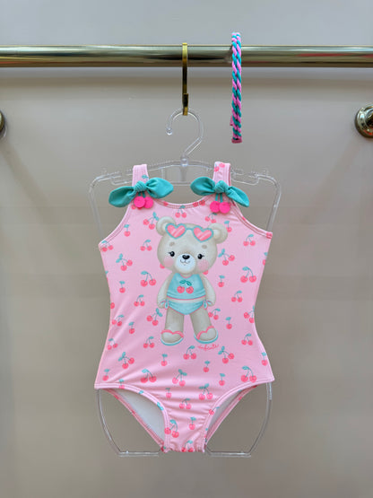 Maiô Infantil Rosa Est. Ursinha e Cereja - Infanti