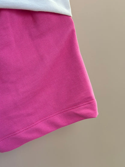 Conjunto Infantil Blusa Pooh Hunny Bege Vanilla e Shorts Rosa - Animê Petite