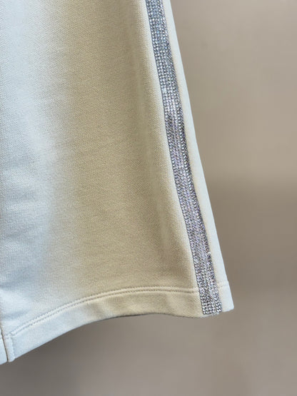 Calça Infantil Wide Leg Lateral Glitter Bege - Luluzinha