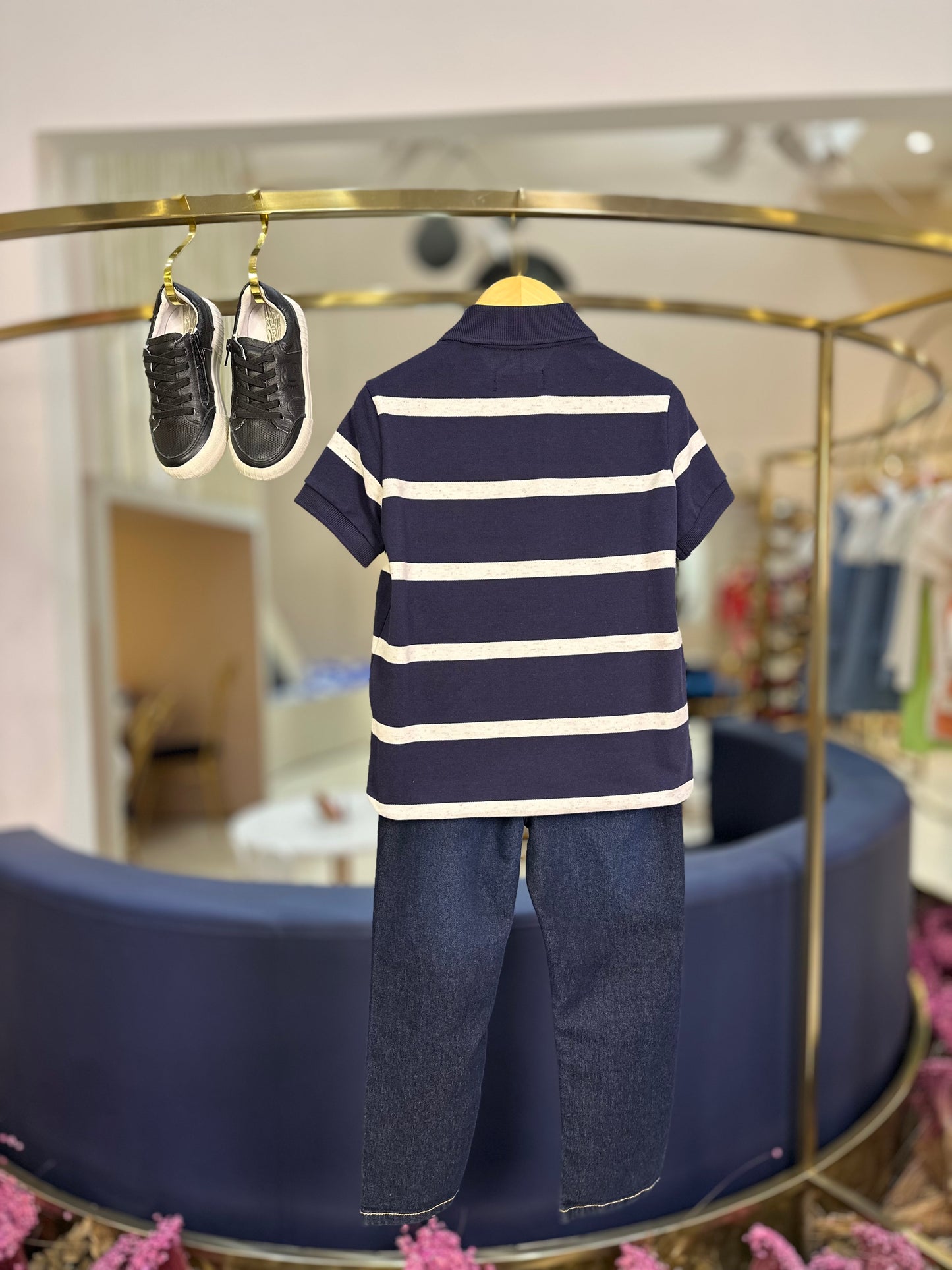 Polo Infantil Listras Marinho - Reserva Mini