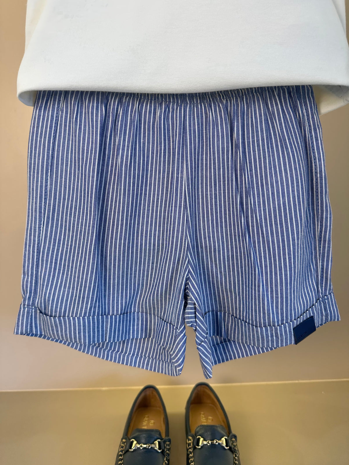 Conjunto Infantil Polo Gola Clássica e Bermuda Listrada