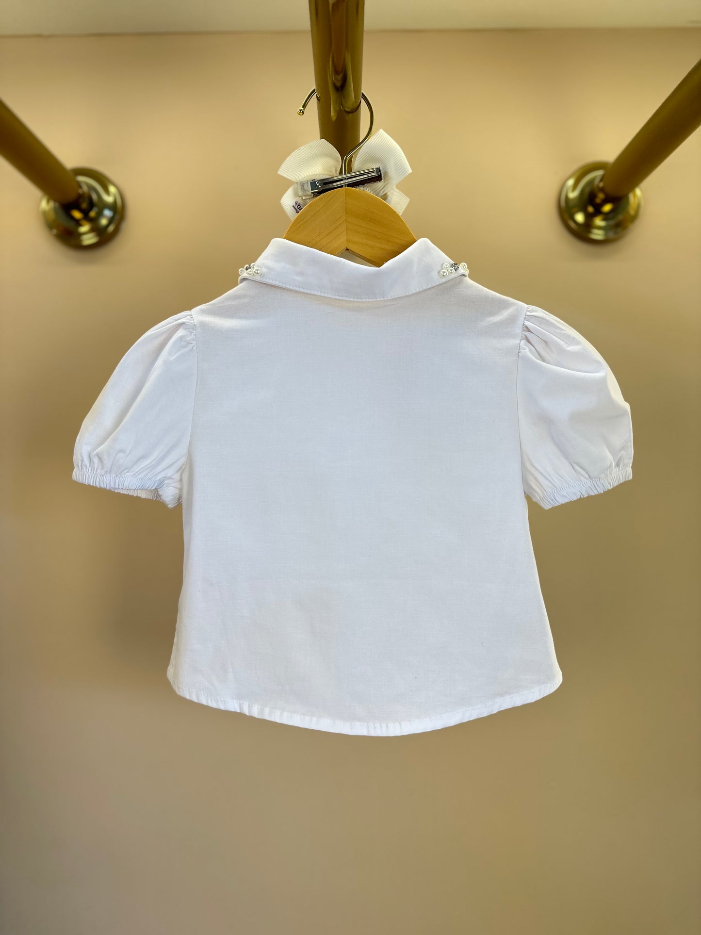 Camisa Infantil Algodão Gola Cristais Branca - Gabriela Aquarela