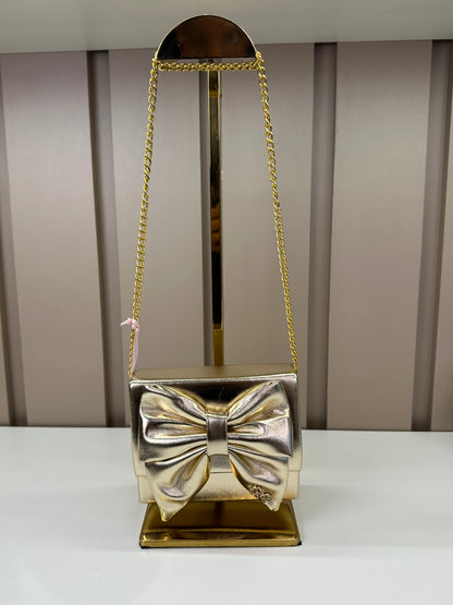 Bolsa Infantil  Laço e Alça Corrente Dourado - Gabriela Aquarela