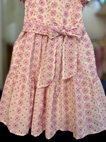 Vestido Infantil Laise Flor Arabesco Lilás - Momi