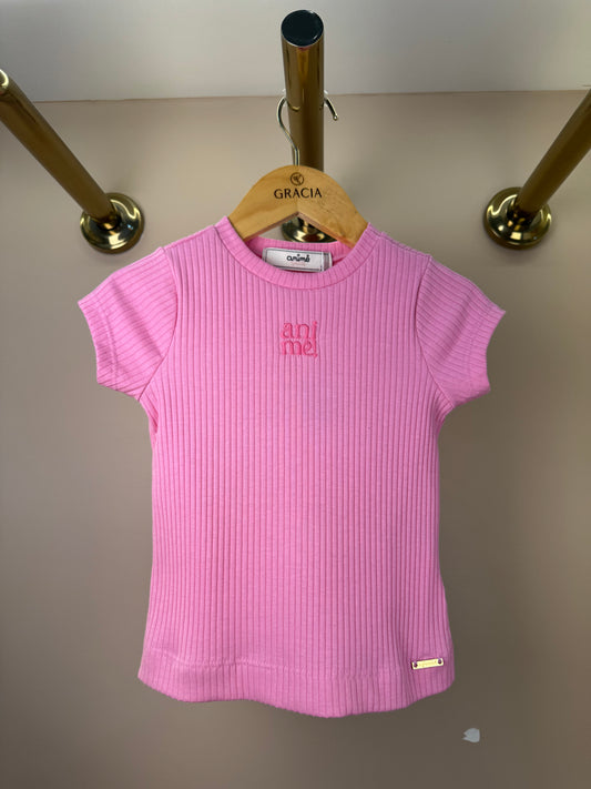 Blusa Infantil Bordada Verão Rosa  - Animê