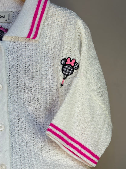 Conjunto Infantil Blusa Tricot Minnie Tennista e Shorts Sarja Off White - Animê