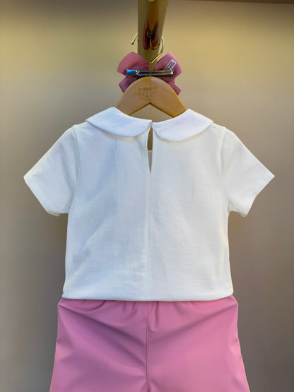 Conjunto Infantil Short Bordado Ursinhos E Blusa Gola Com Detalhes Off White - Gabriela Aquarela