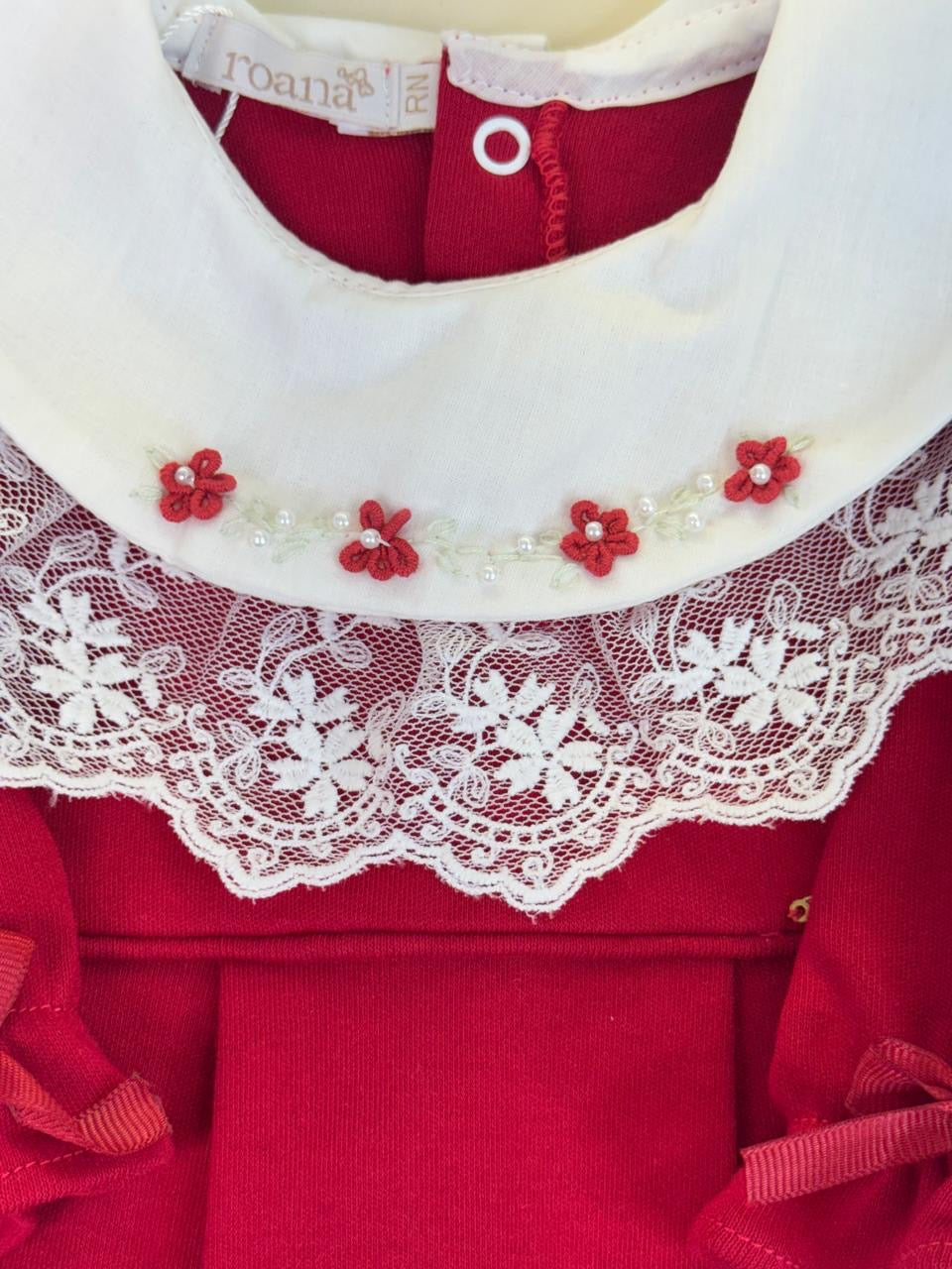 Saída de Maternidade Bebê em Renda Vermelho - Roana