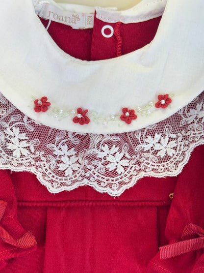 Saída de Maternidade Bebê em Renda Vermelho - Roana