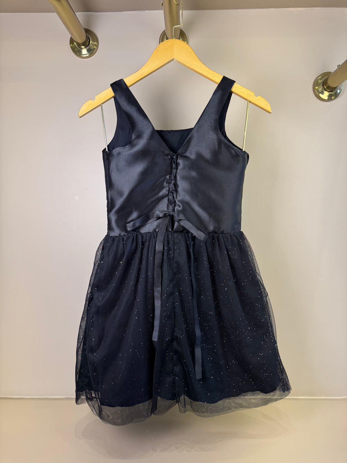 Vestido Teen Saia Em Tule Brilhante Preto - Vanilla Cream