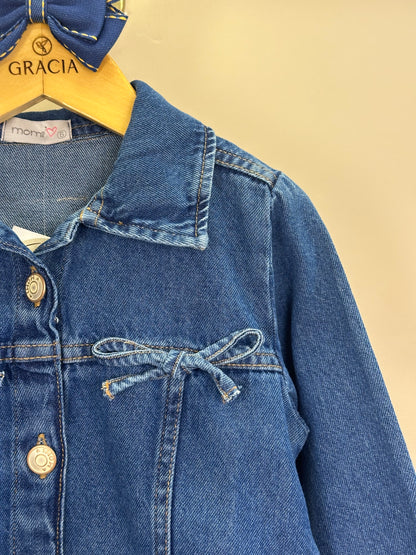 Jaqueta Infantil Jeans com Laços - Momi