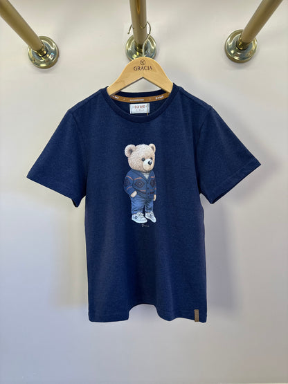 Camiseta Infantil Algodão Teddy Vintage Marinho - Dame