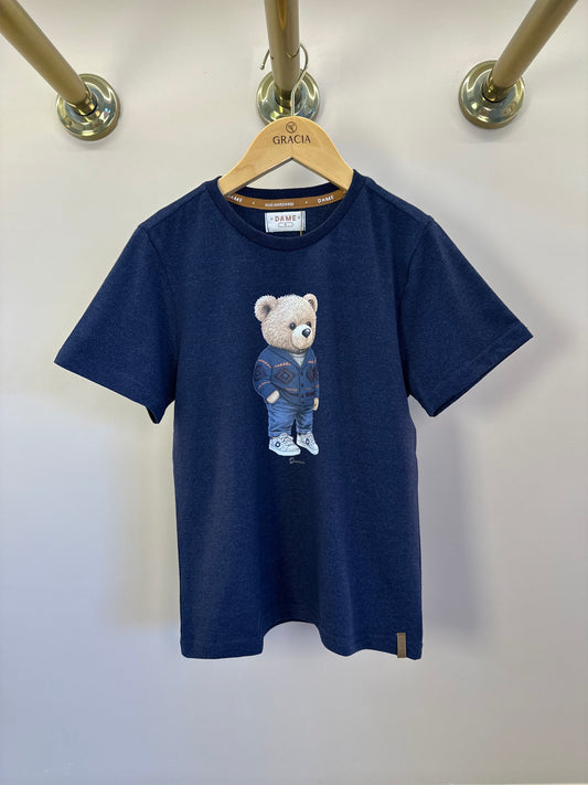 Camiseta Infantil Algodão Teddy Vintage Marinho - Dame