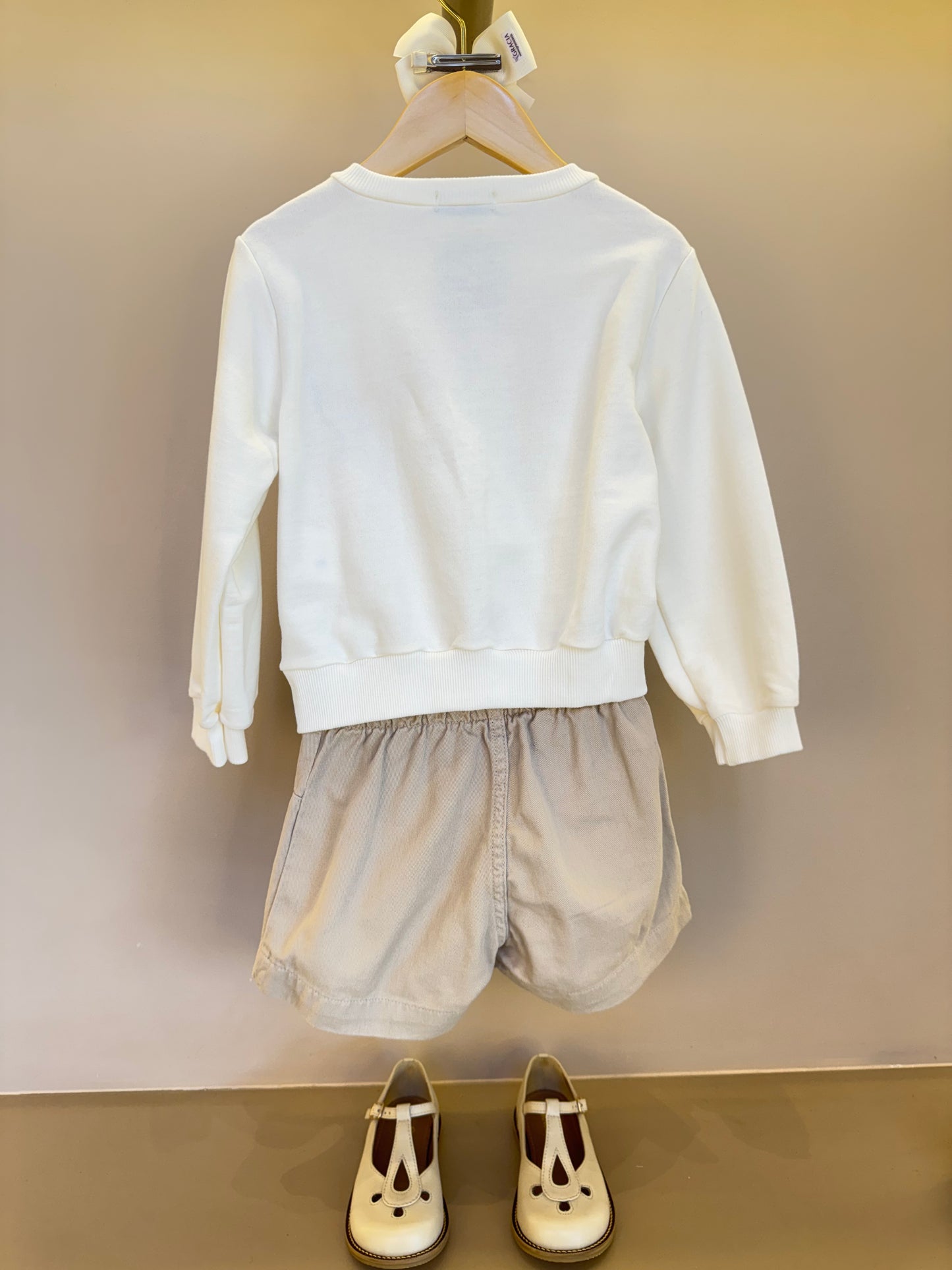 Conjunto Infantil Blusa Moletom Urso Óculos e Shorts Sarja com Botões - Momi