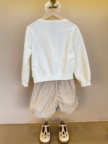 Conjunto Infantil Blusa Moletom Urso Óculos e Shorts Sarja com Botões - Momi