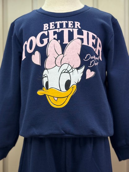 Conjunto Infantil Moletom Casaco Daisy e Calça Marinho - Momi
