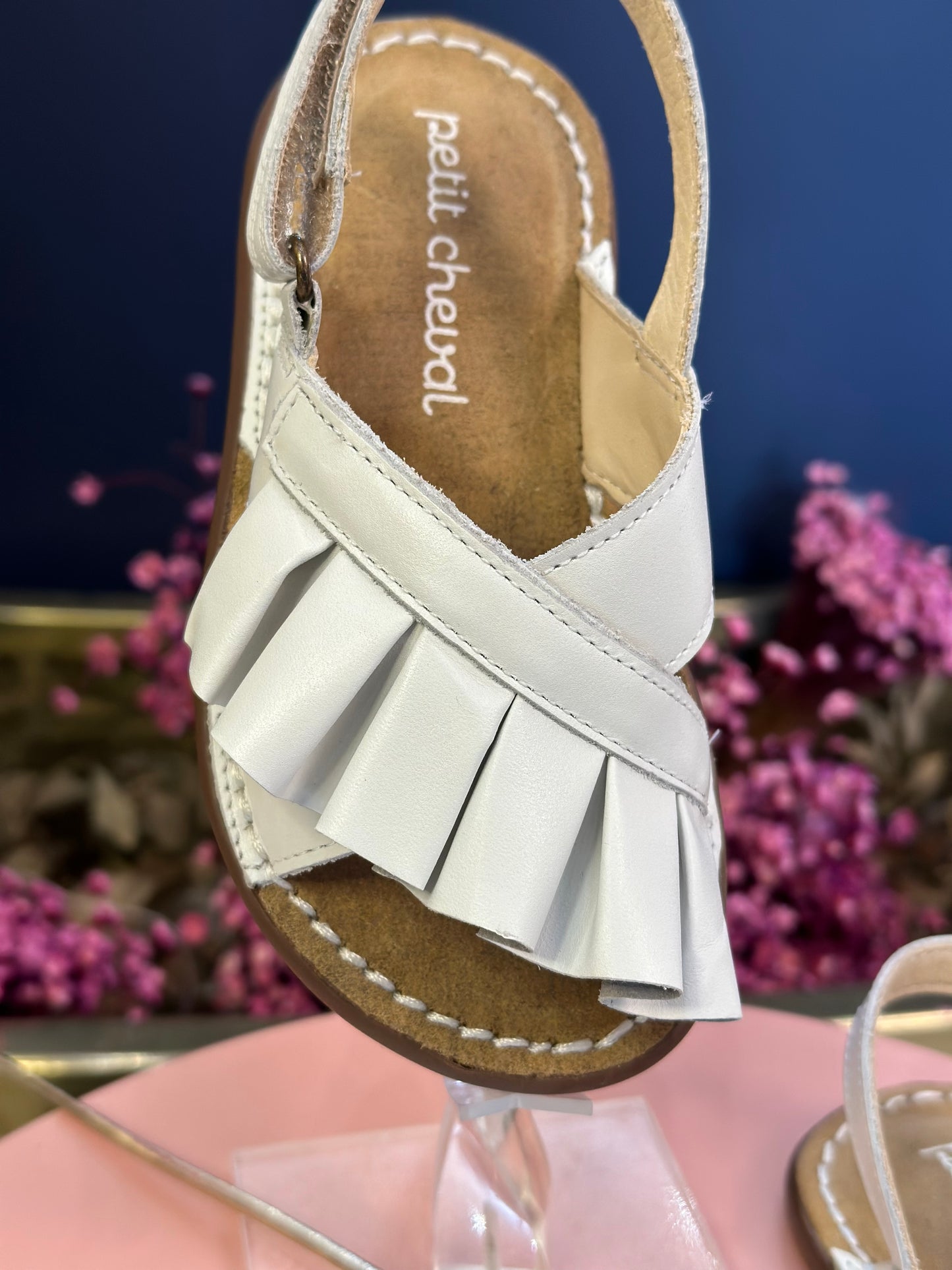Sandália Infantil Babado Branca - Petit Cheval