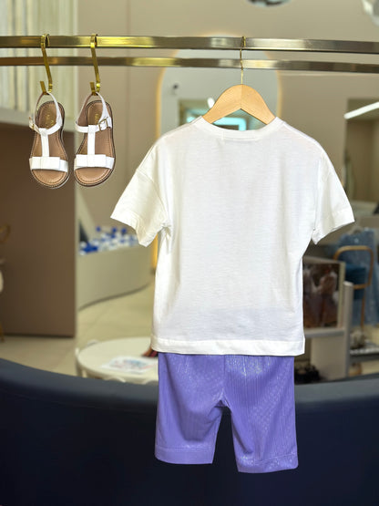Conjunto Infantil Blusa e Bermuda Summer Collection Lilás - Animê
