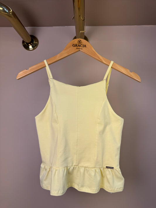 Blusa Teen Regata Amarela Com Babado - Vanilla Cream