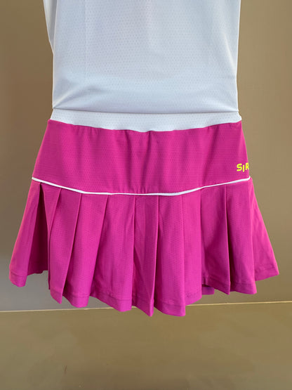 Conjunto Infantil Blusa Maria Dry Branca  e Saia Fernanda Dry Badminton Rosa - Siri Sport